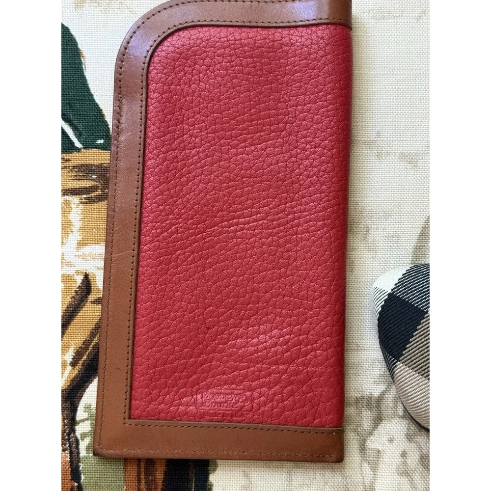 Lot 2 Designer Eyeglass Cases Burberry Nova Check + Dooney Bourke Red Leather